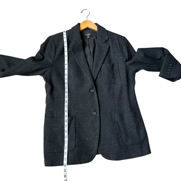Talbots Women's Black Tweed Wool Blend Two Buttons Blazer Jacket Size 16 - Picture 13 of 15